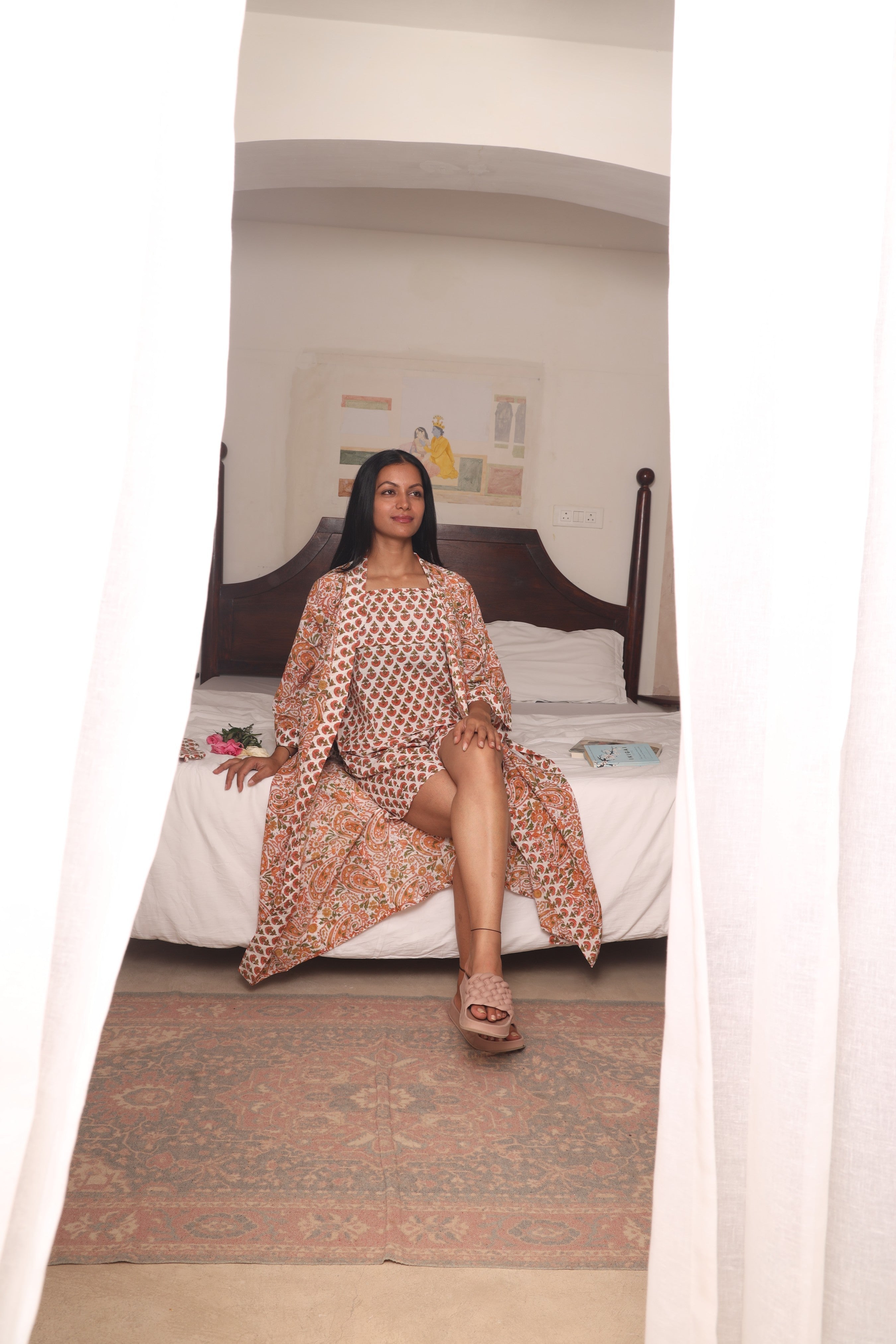 lightweight cotton pajama set made with breathable fabric for hot sleepers