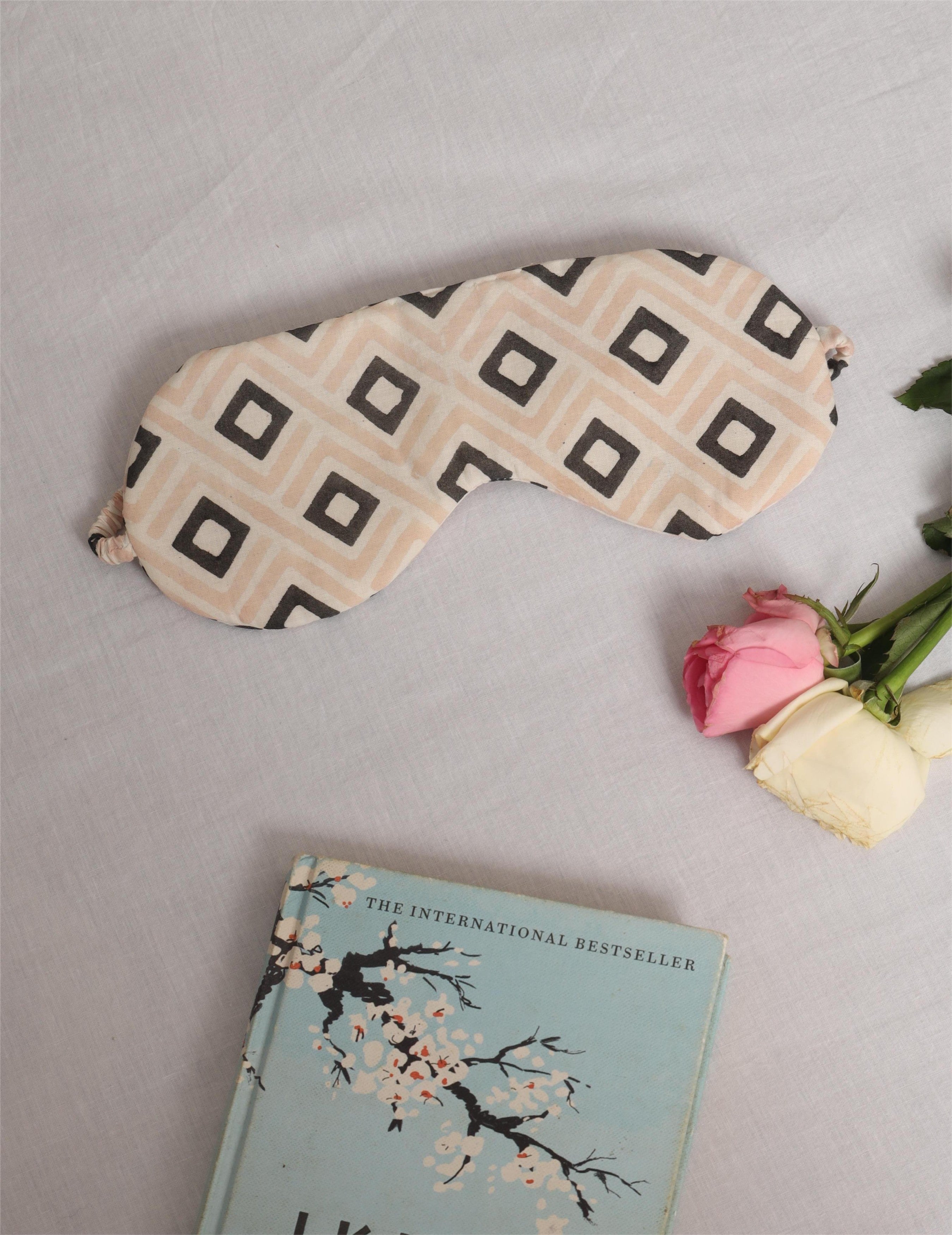 Soft Cotton Sleep Mask for Comfortable Rest – Blush Geo