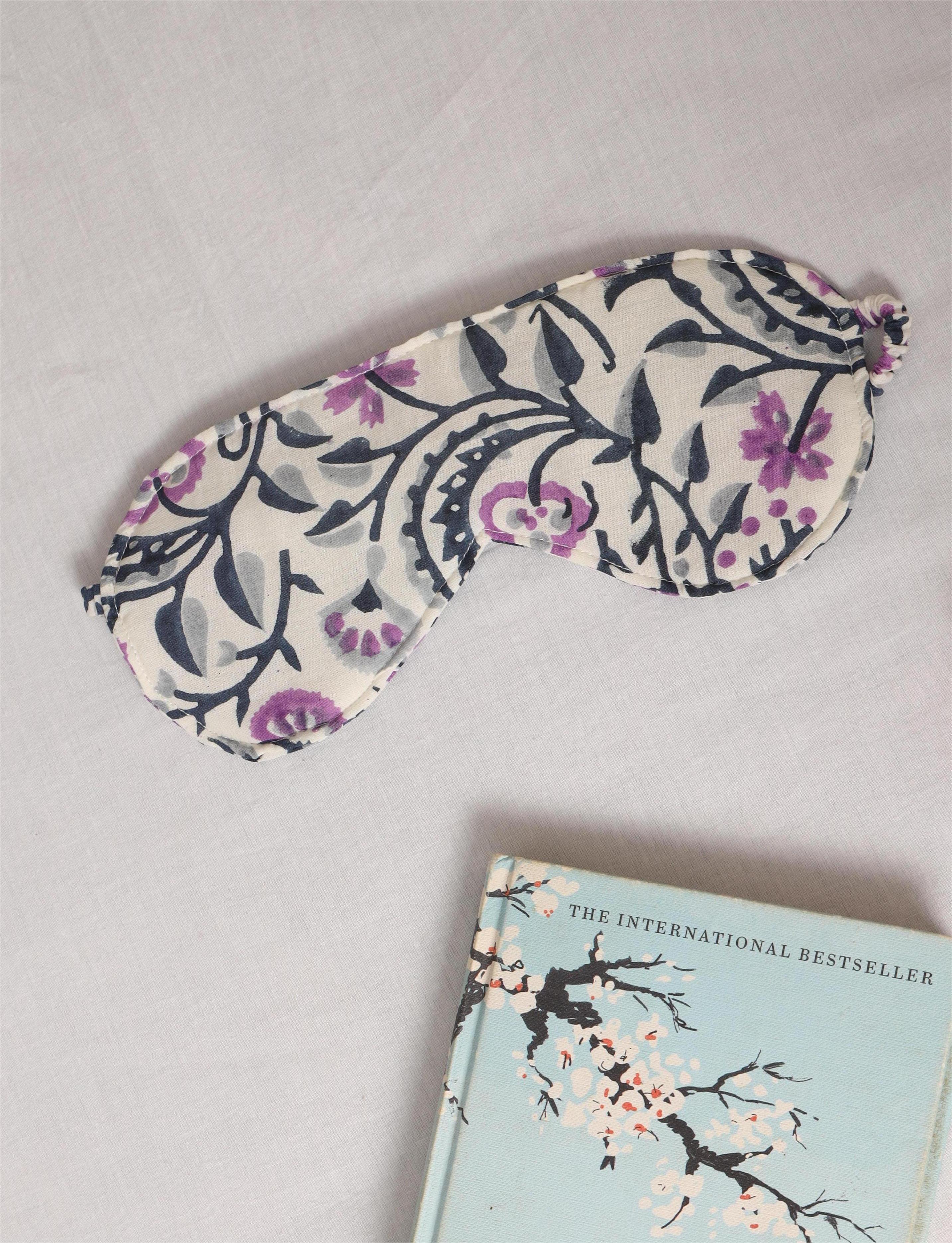 Lavender Vine Handblock Eye Mask for Restful Sleep