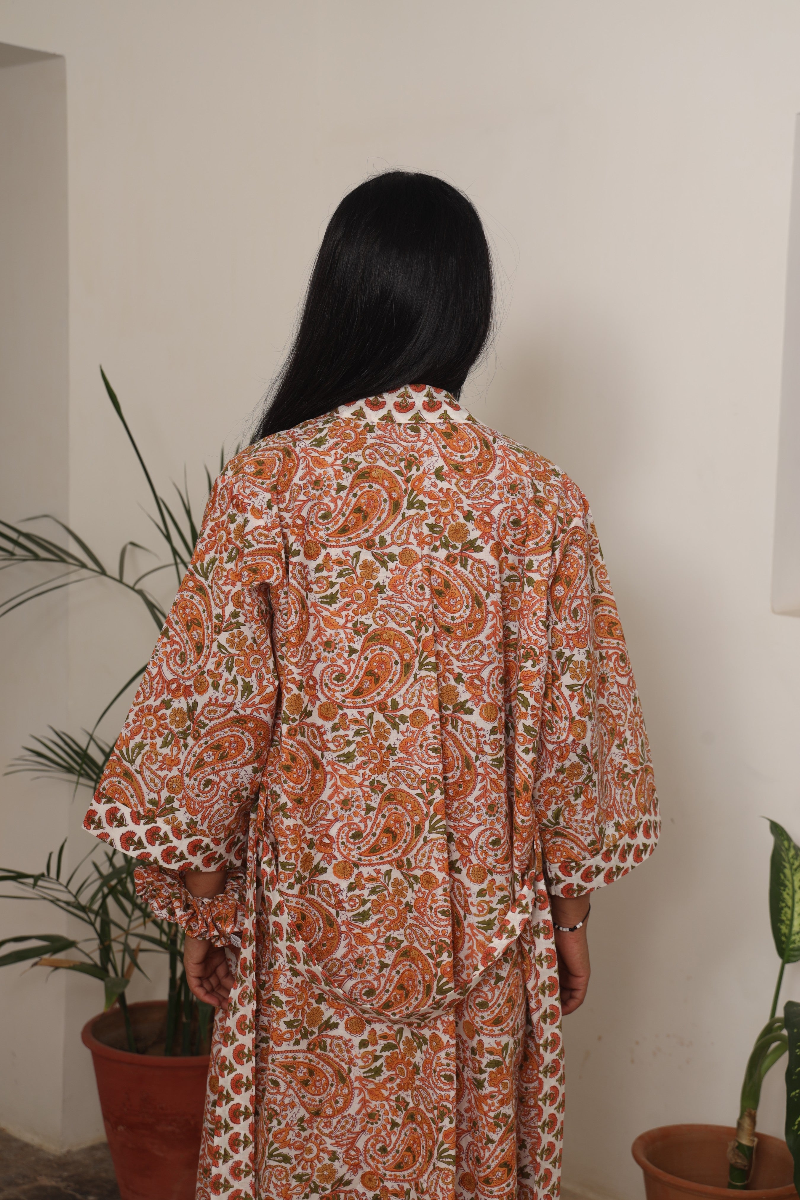 Handblock Printed Cotton Robe for Women