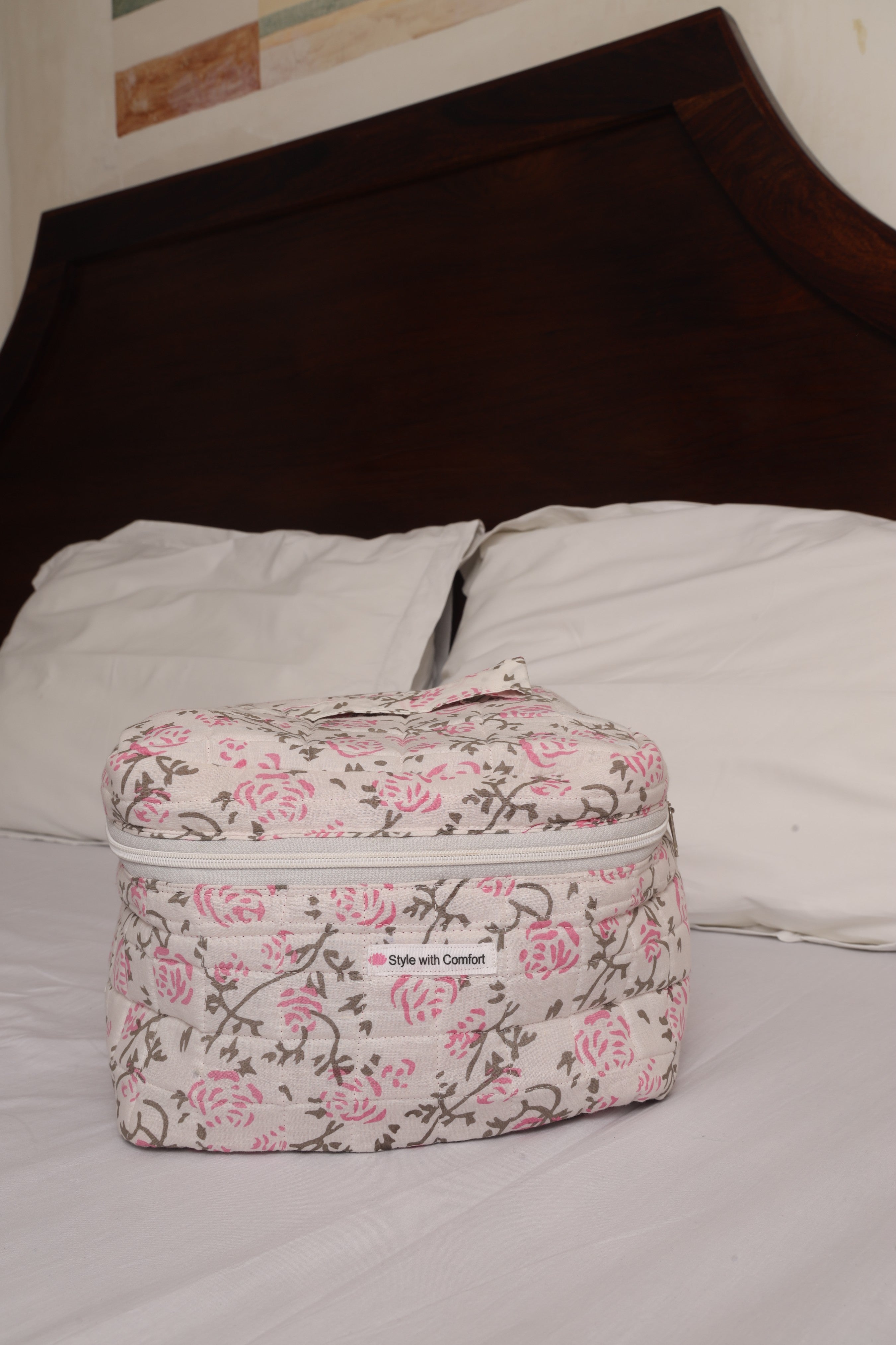 Handblock Quilted Cotton Vanity & Storage Box bag – Premium, Spacious & Beautifully Crafted