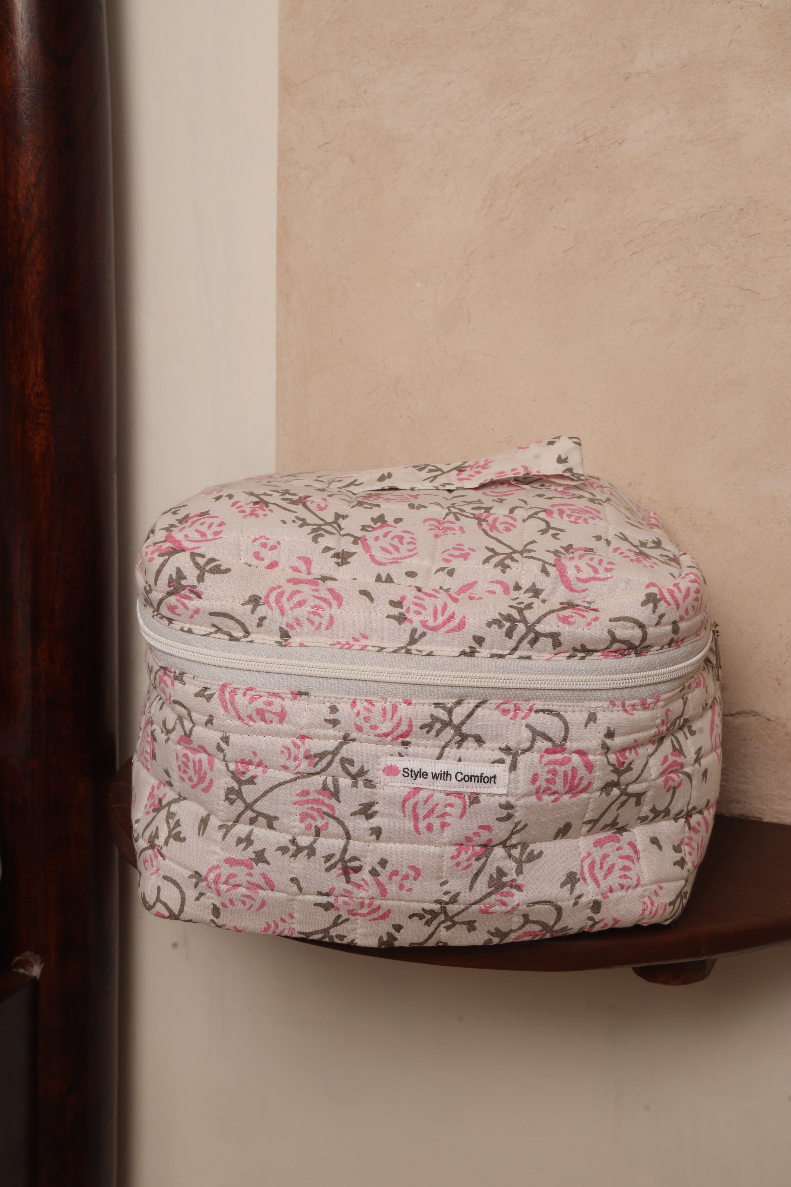 Handblock Quilted Cotton Vanity & Storage Box bag – Premium, Spacious & Beautifully Crafted