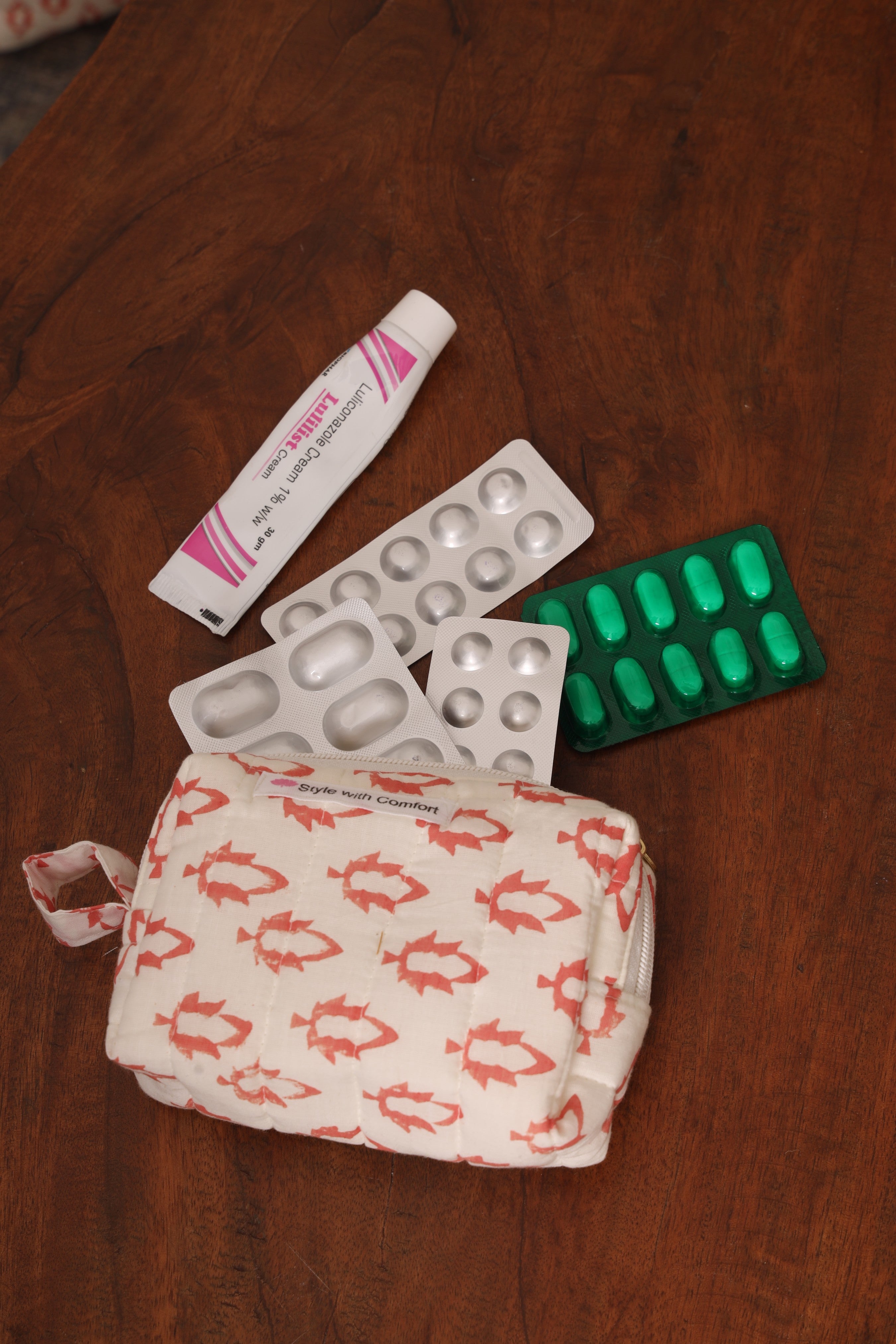 🔥 Handblock Cotton Essentials Pouch – Your Daily Must-Have Organizer