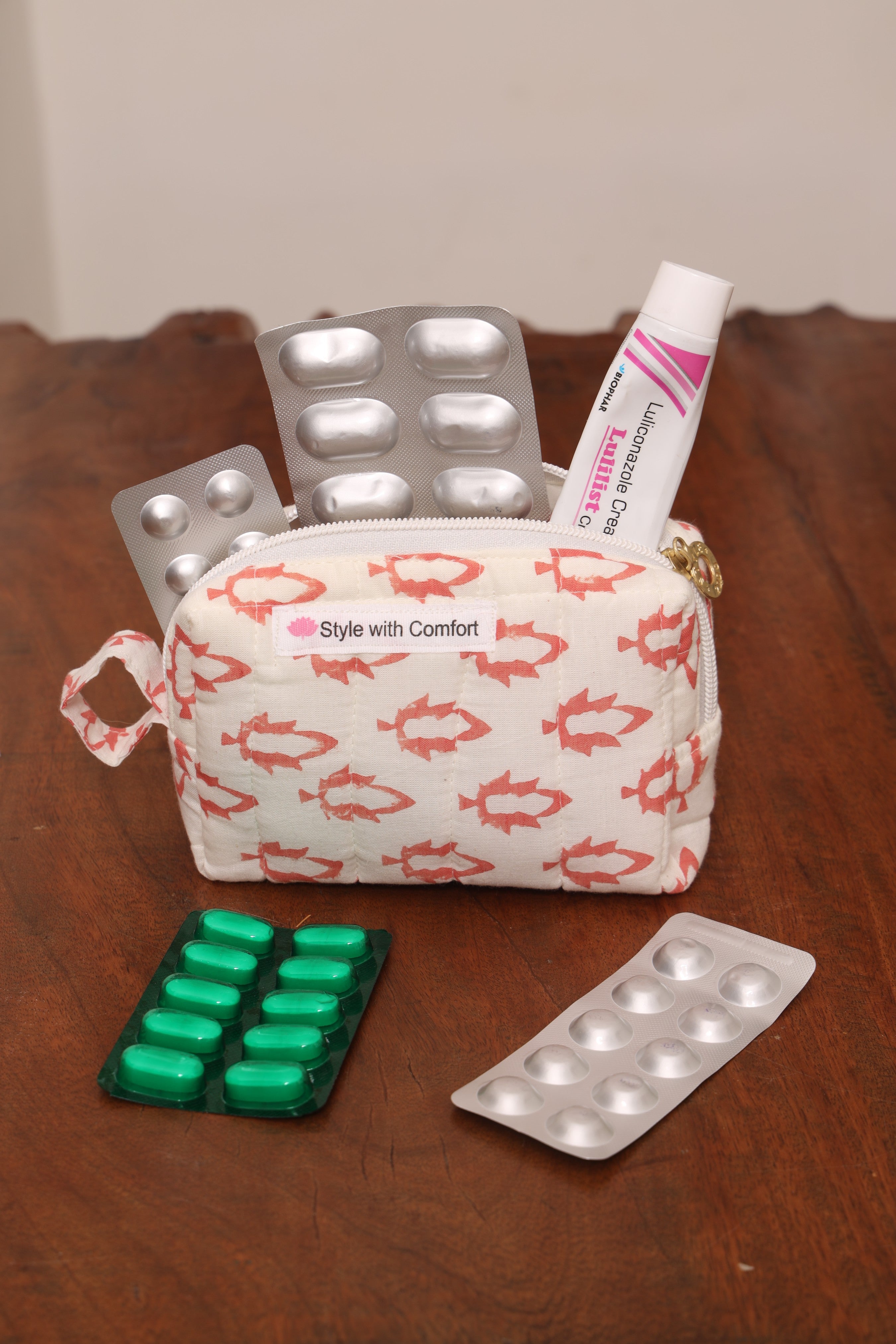 🔥 Handblock Cotton Essentials Pouch – Your Daily Must-Have Organizer