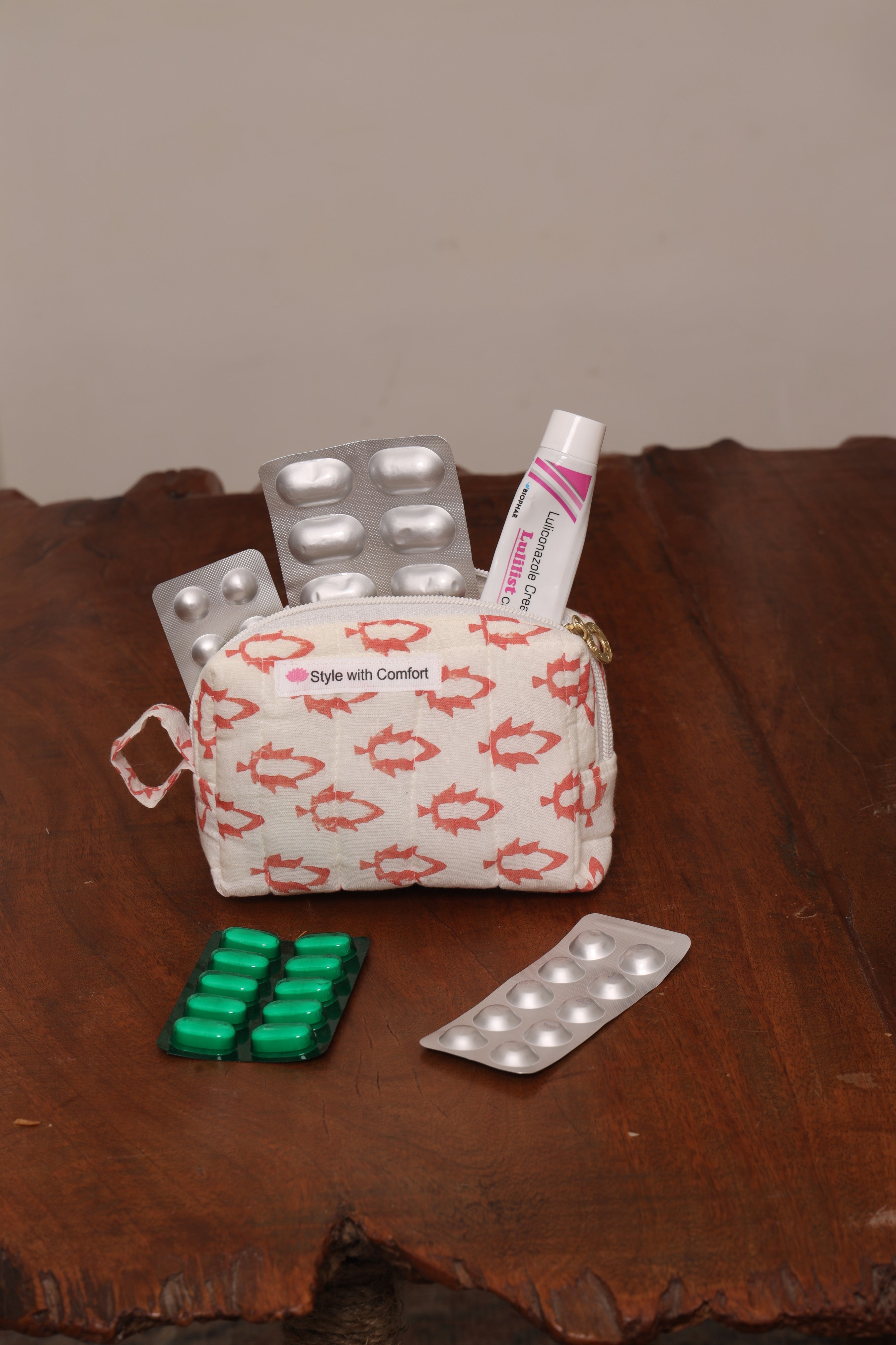 🔥 Handblock Cotton Essentials Pouch – Your Daily Must-Have Organizer