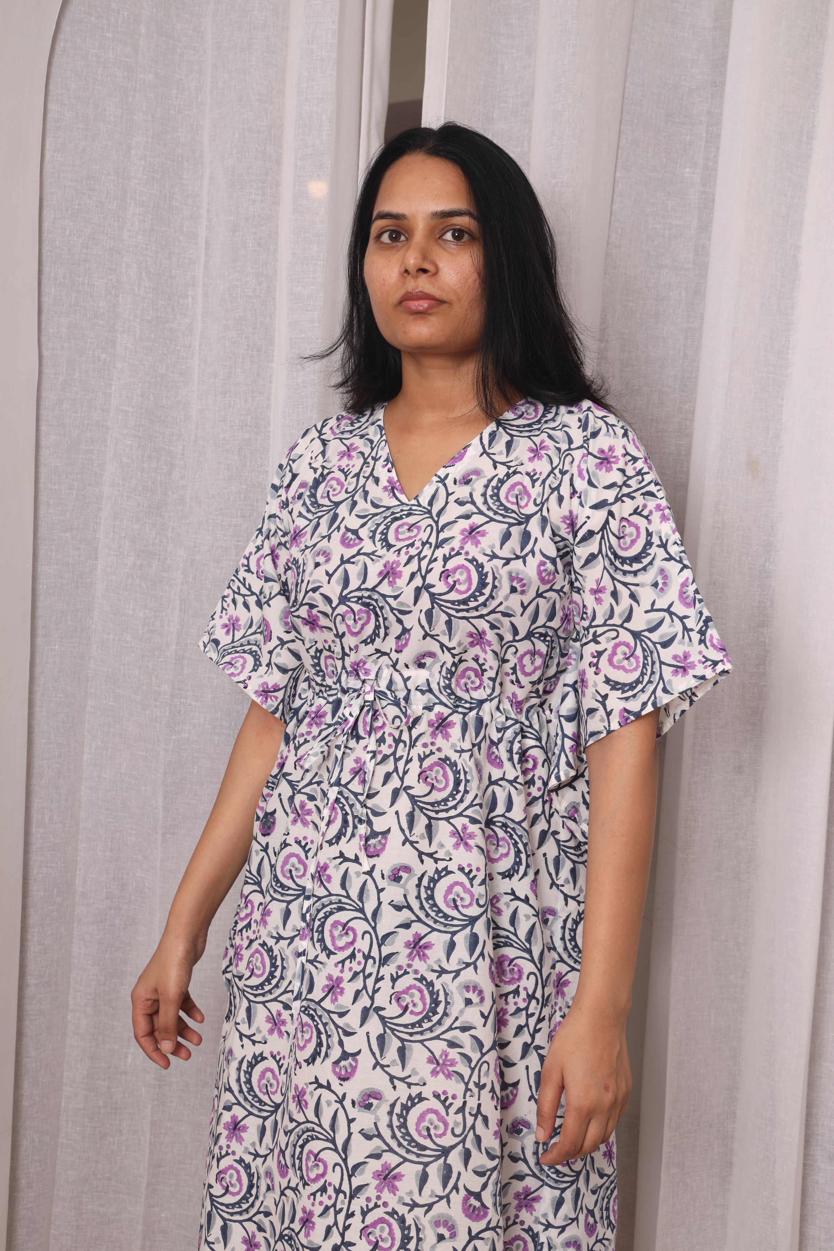 adjustable waist cotton kaftan flowy silhouette